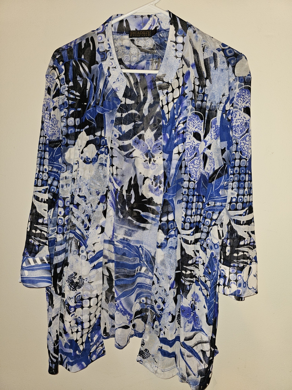 Piccadilly Fashions Blue Abstract Floral Lightweight Cardigan